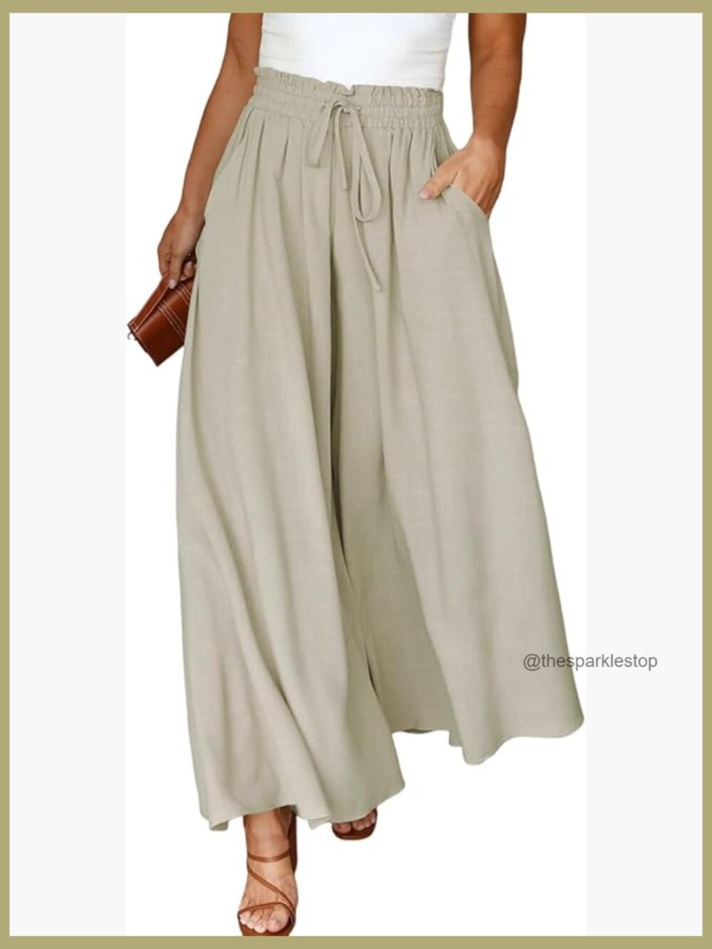 Plus Size Wide Leg Pants Elastic High Waist Palazzo Pants with Pockets